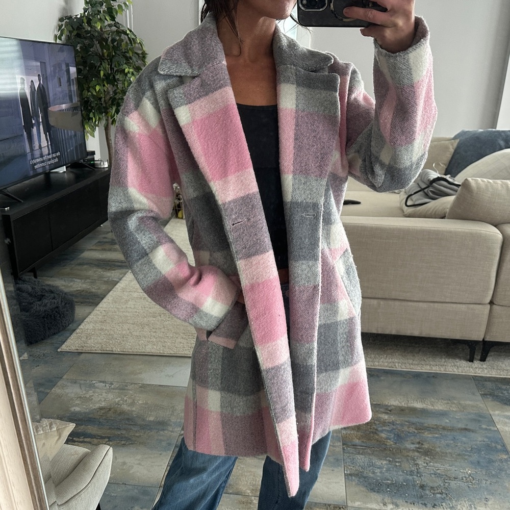 Plaid Double Breasted Oversized Cocoon Coat